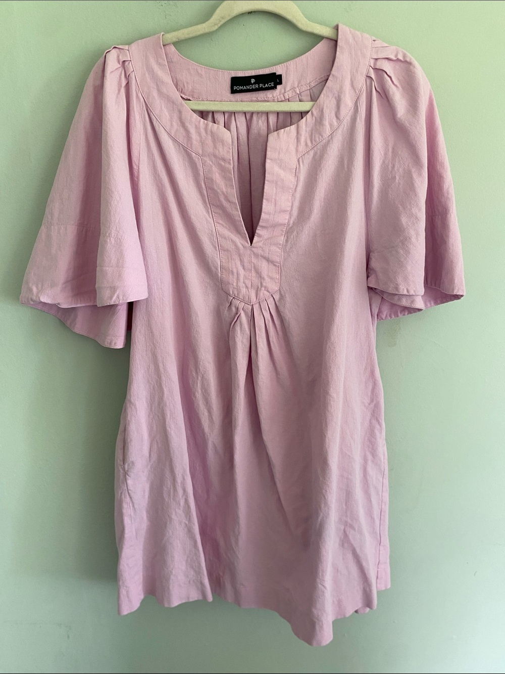Pomander Place Tuckernuck Finley Flutter Sleeve Mini Dress Light Pink Size L